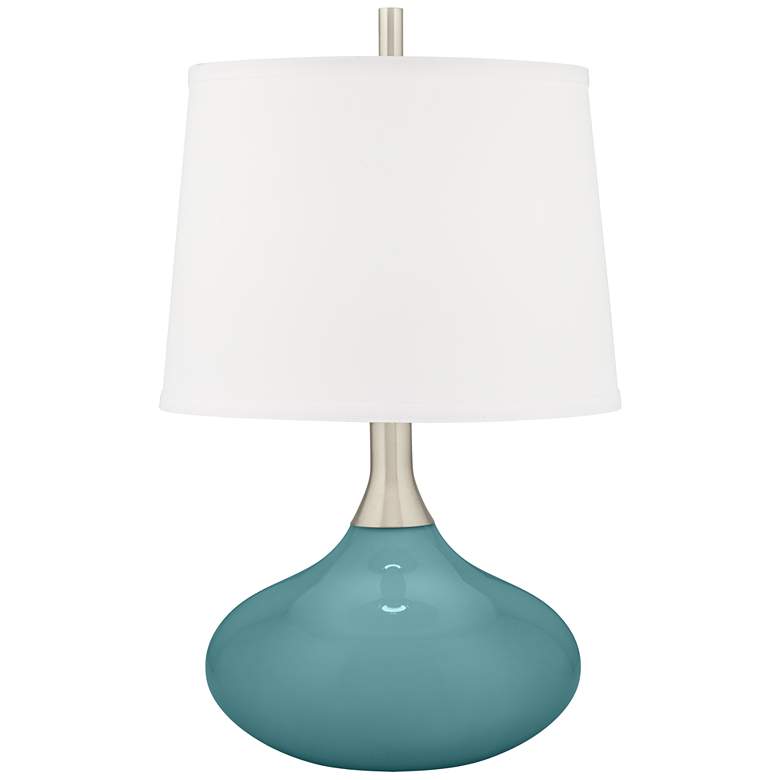 Image 2 Color Plus Felix 24" Reflecting Pool Blue Table Lamp with USB Dimmer