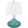 Color Plus Felix 24" Reflecting Pool Blue Table Lamp with USB Dimmer