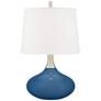 Color Plus Felix 24" Regatta Blue Modern Table Lamp with USB Dimmer
