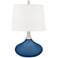 Color Plus Felix 24" Regatta Blue Modern Table Lamp with USB Dimmer