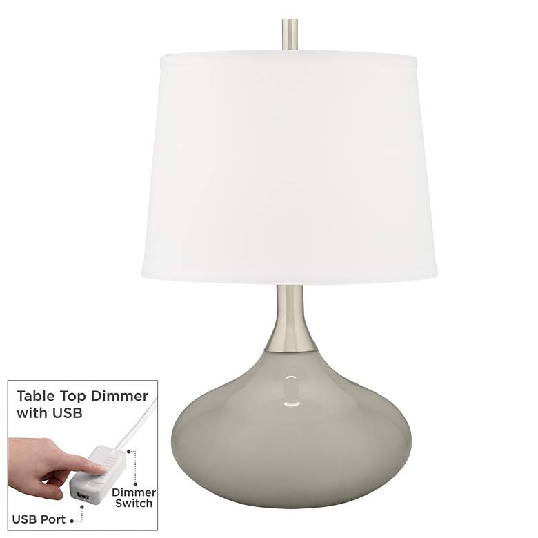 Image 1 Color Plus Felix 24" Requisite Gray Modern Table Lamp with USB Dimmer