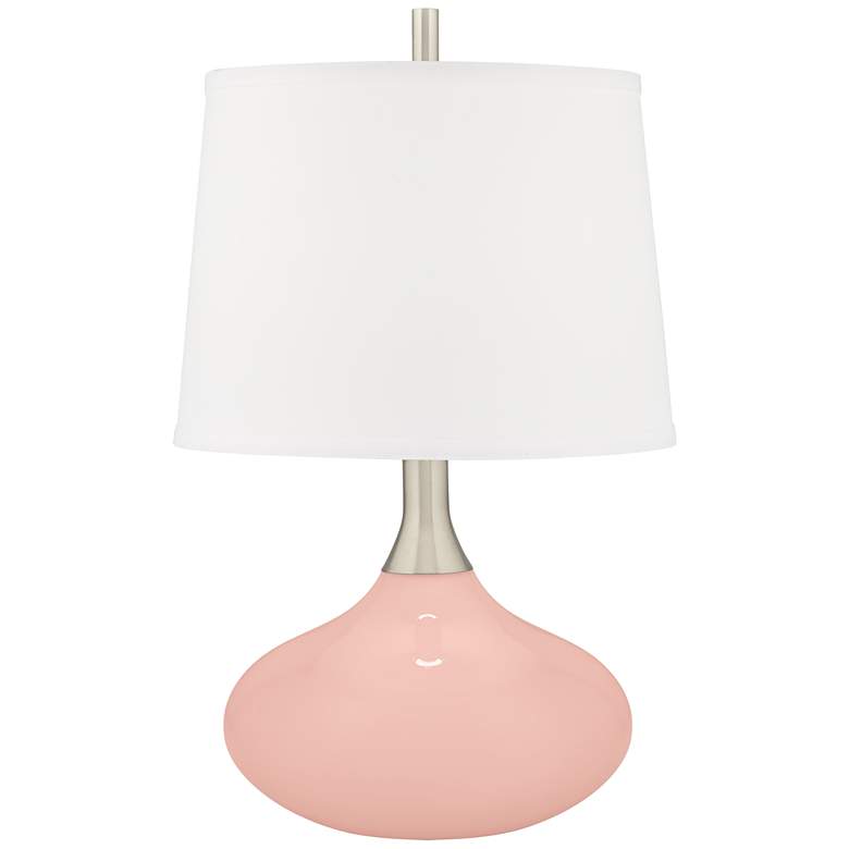 Image 2 Color Plus Felix 24 inch Rose Pink Modern Table Lamp with USB Dimmer