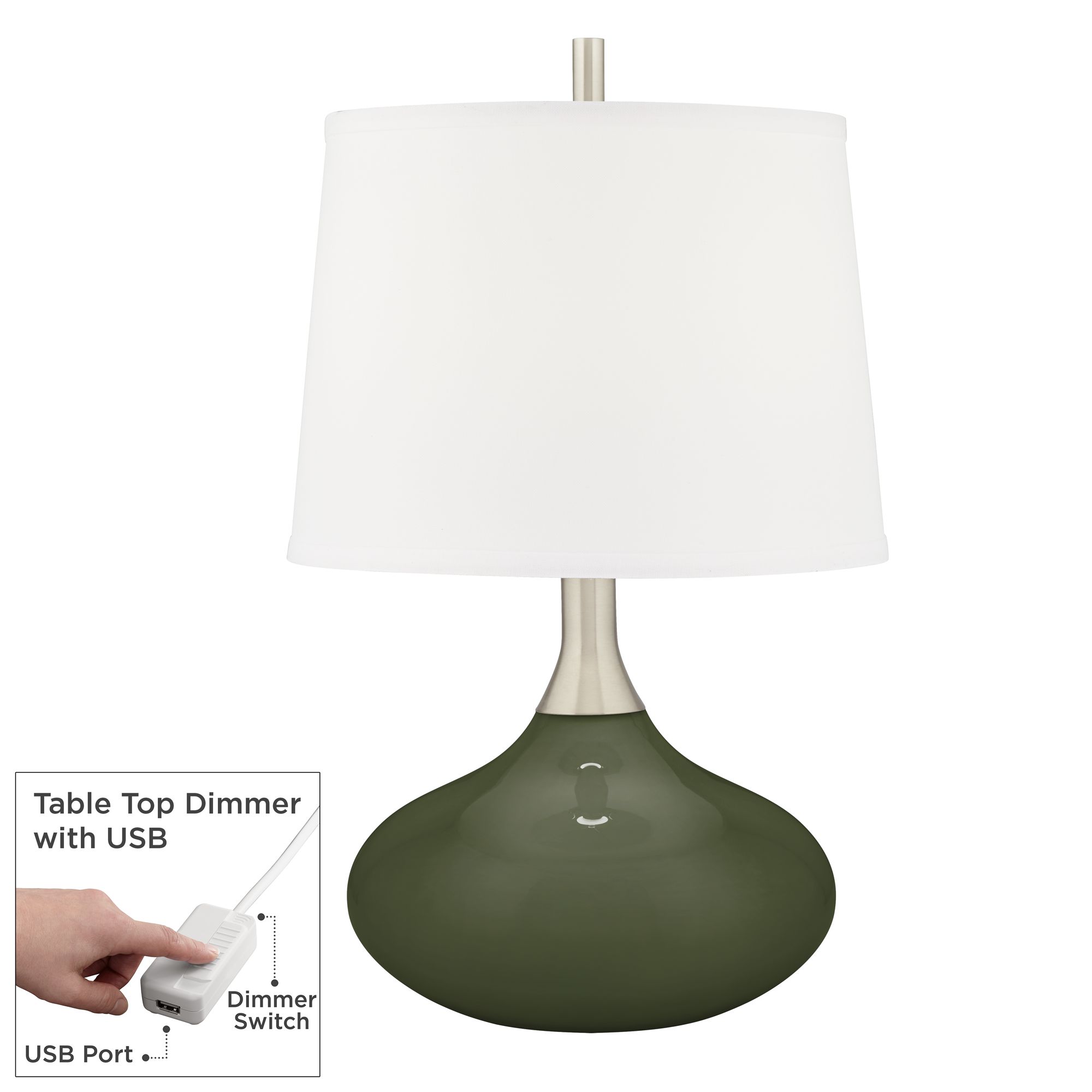 Image Color Plus Felix 24" Secret Garden Green Table Lamp with USB Dimmer
