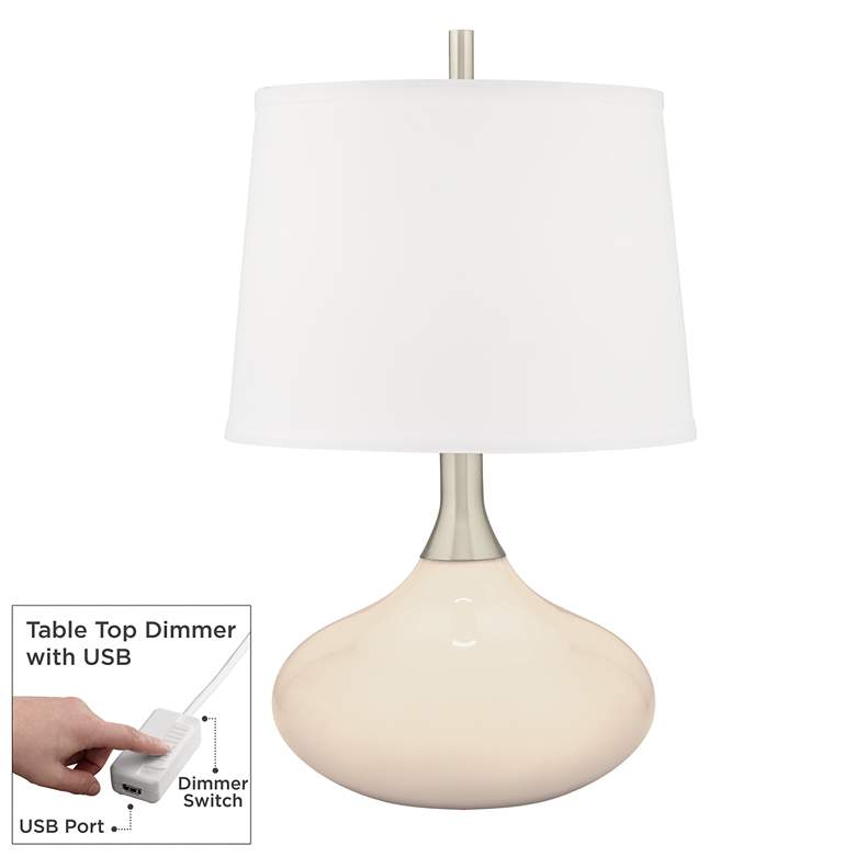 Image 1 Color Plus Felix 24" Steamed Milk White Table Lamp with USB Dimmer