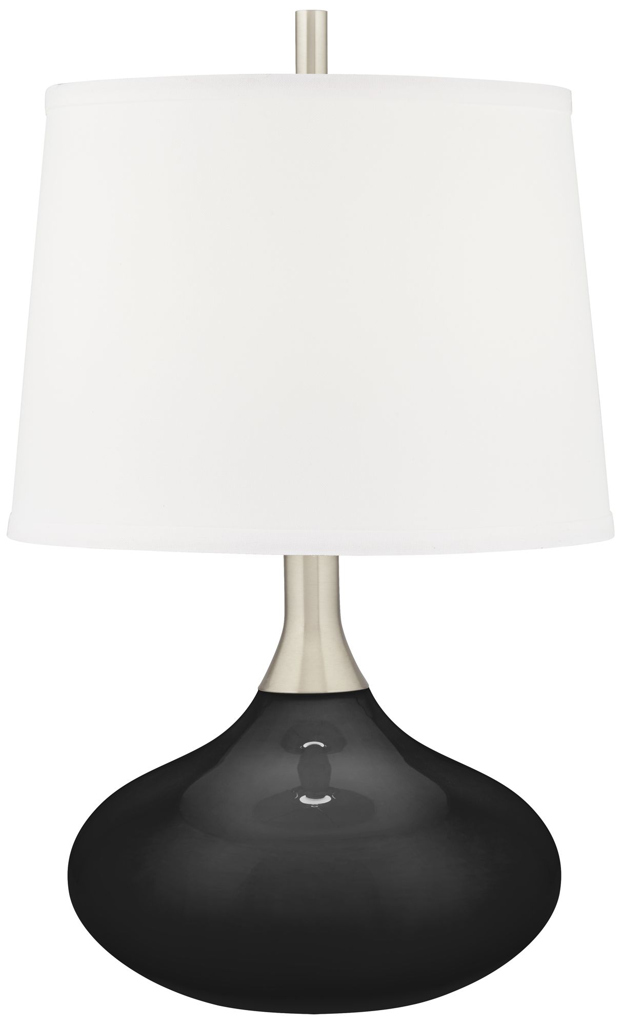Color Plus Felix 24" Tricorn Black Modern Table Lamp with USB Dimmer