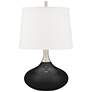 Color Plus Felix 24" Tricorn Black Modern Table Lamp with USB Dimmer