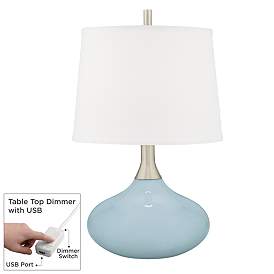Image1 of Color Plus Felix 24" Vast Sky Blue Modern Table Lamp with USB Dimmer