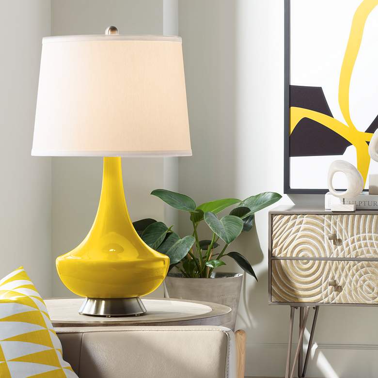 Image 1 Color Plus Gillan 28" Citrus Yellow Modern Glass Table Lamp