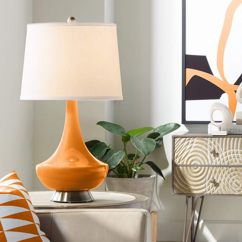 Image 1 Color Plus Gillan 28" High Cinnamon Spice Orange Glass Table Lamp