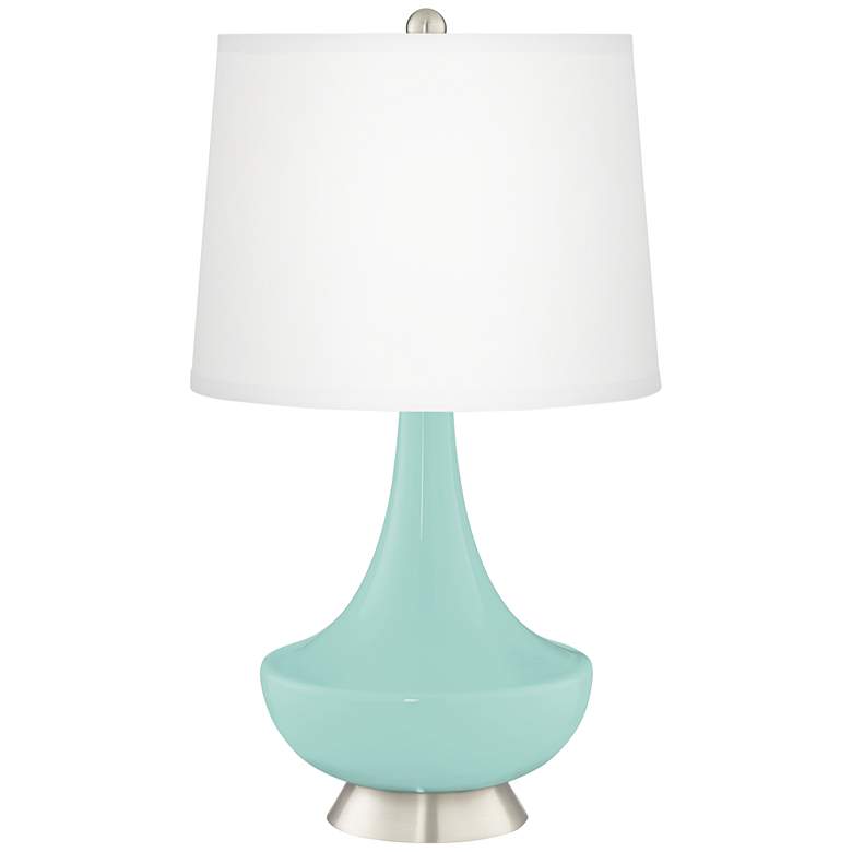 Image 2 Color Plus Gillan 28 inch High Modern Cay Blue Glass Table Lamp