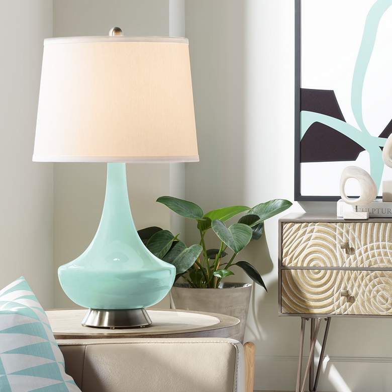 Image 1 Color Plus Gillan 28" High Modern Cay Blue Glass Table Lamp