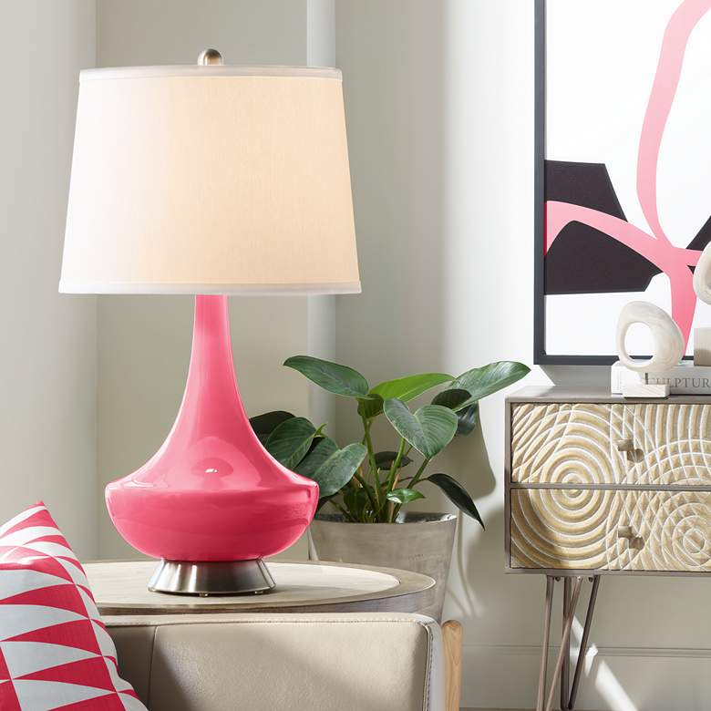 Image 1 Color Plus Gillan 28" High Modern Glass Eros Pink Table Lamp