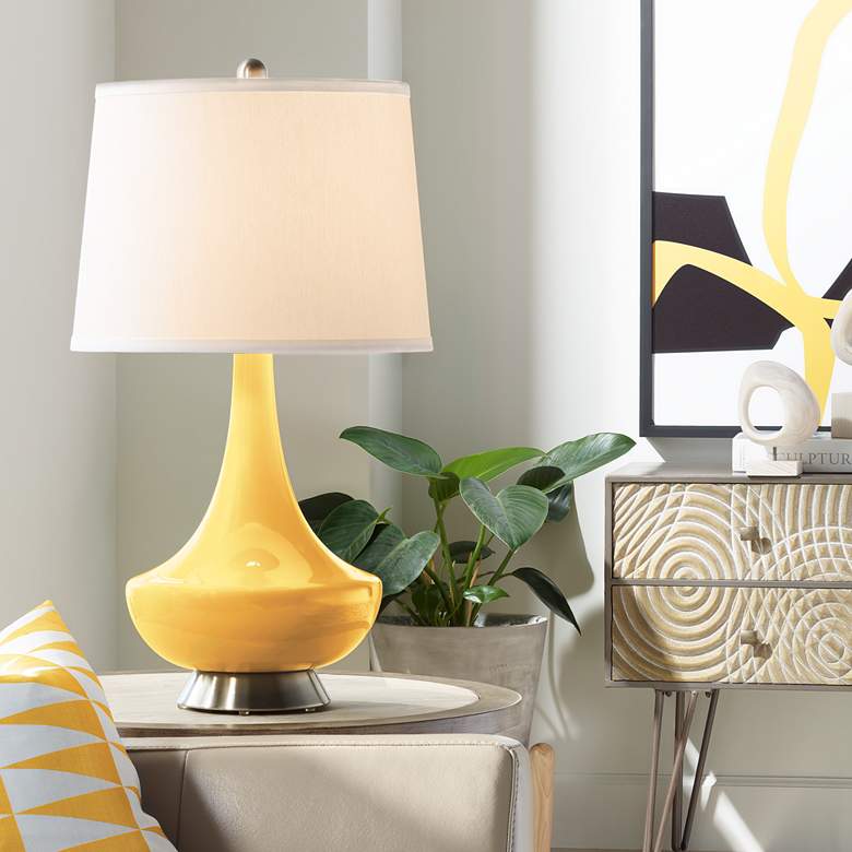 Image 1 Color Plus Gillan 28" High Modern Glass Goldenrod Yellow Table Lamp