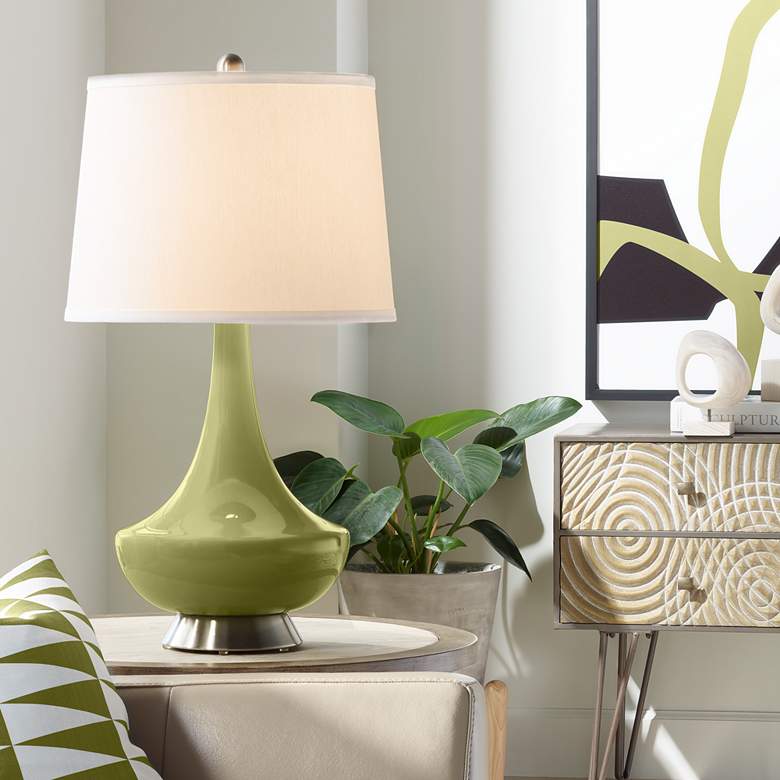 Image 1 Color Plus Gillan 28" High Modern Glass Rural Green Table Lamp