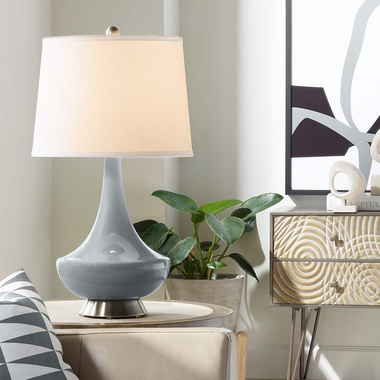 Image 1 Color Plus Gillan 28" High Modern Glass Software Gray Table Lamp