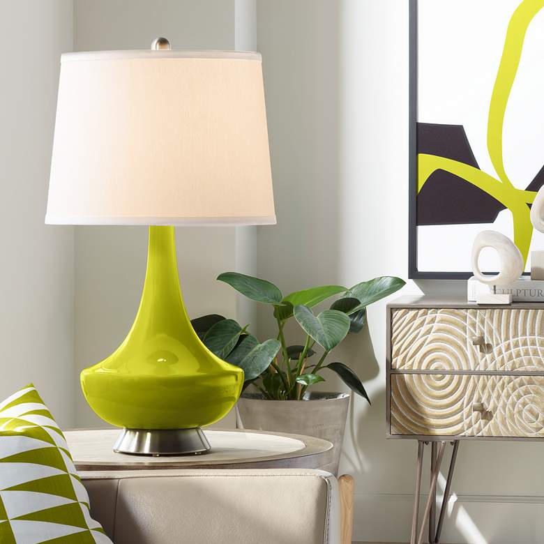 Image 1 Color Plus Gillan 28" High Modern Olive Green Glass Table Lamp