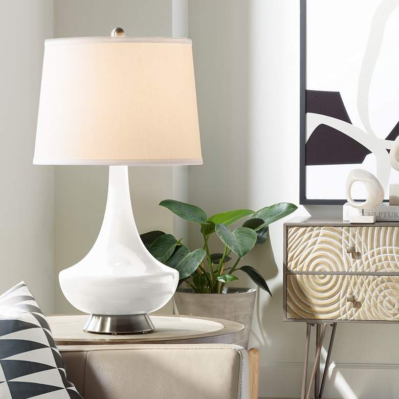 Image 1 Color Plus Gillan 28" High Modern Winter White Glass Table Lamp