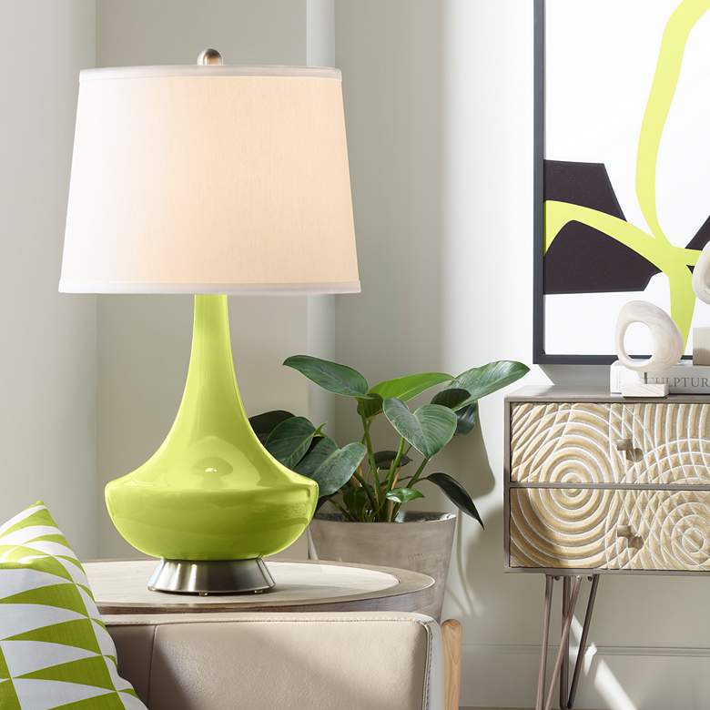Image 1 Color Plus Gillan 28" High Parakeet Green Modern Glass Table Lamp