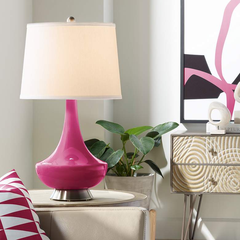 Image 1 Color Plus Gillan 28" High Vivacious Pink Glass Table Lamp