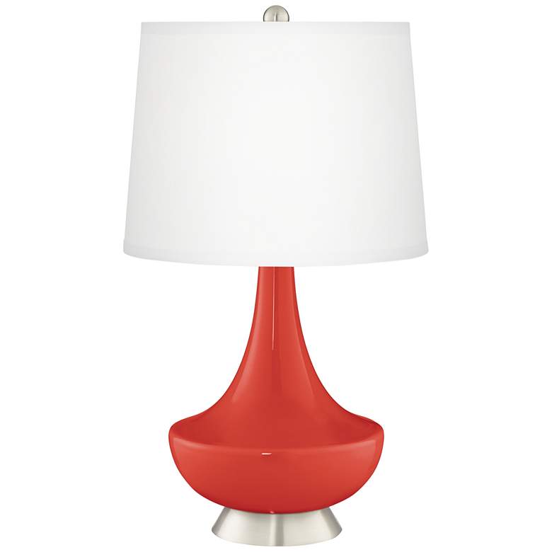Image 2 Color Plus Gillan 28 inch Modern Glass Cherry Tomato Red Table Lamp