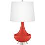 Color Plus Gillan 28" Modern Glass Cherry Tomato Red Table Lamp