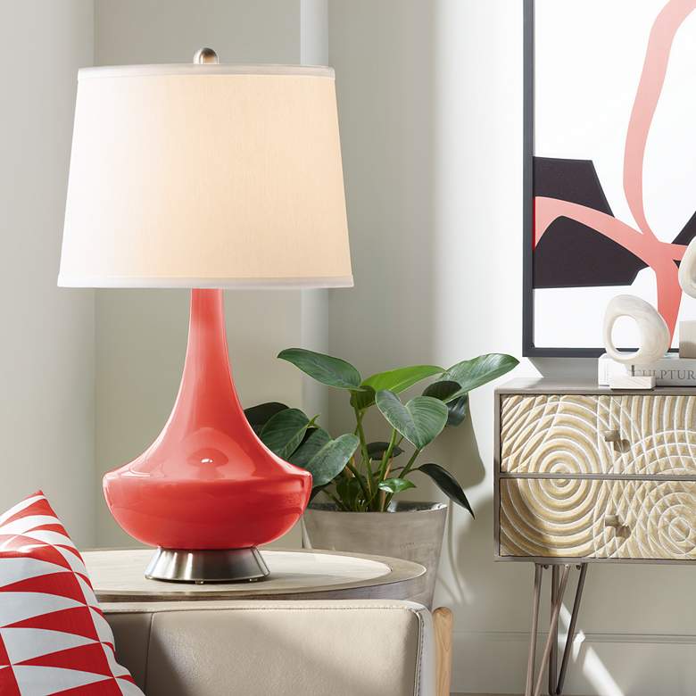 Image 1 Color Plus Gillan 28" Modern Glass Cherry Tomato Red Table Lamp