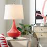 Color Plus Gillan 28" Modern Glass Cherry Tomato Red Table Lamp
