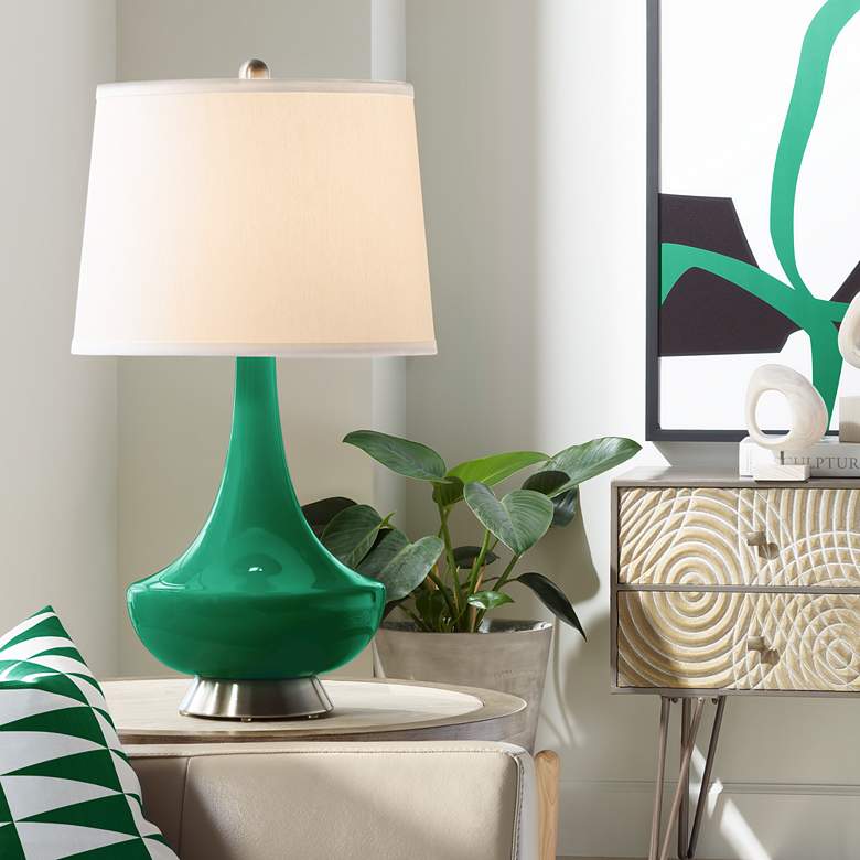 Image 1 Color Plus Gillan 28" Modern Glass Greens Table Lamp