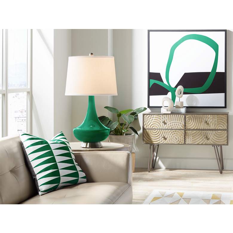 Image 3 Color Plus Gillan 28 inch Modern Glass Greens Table Lamp more views