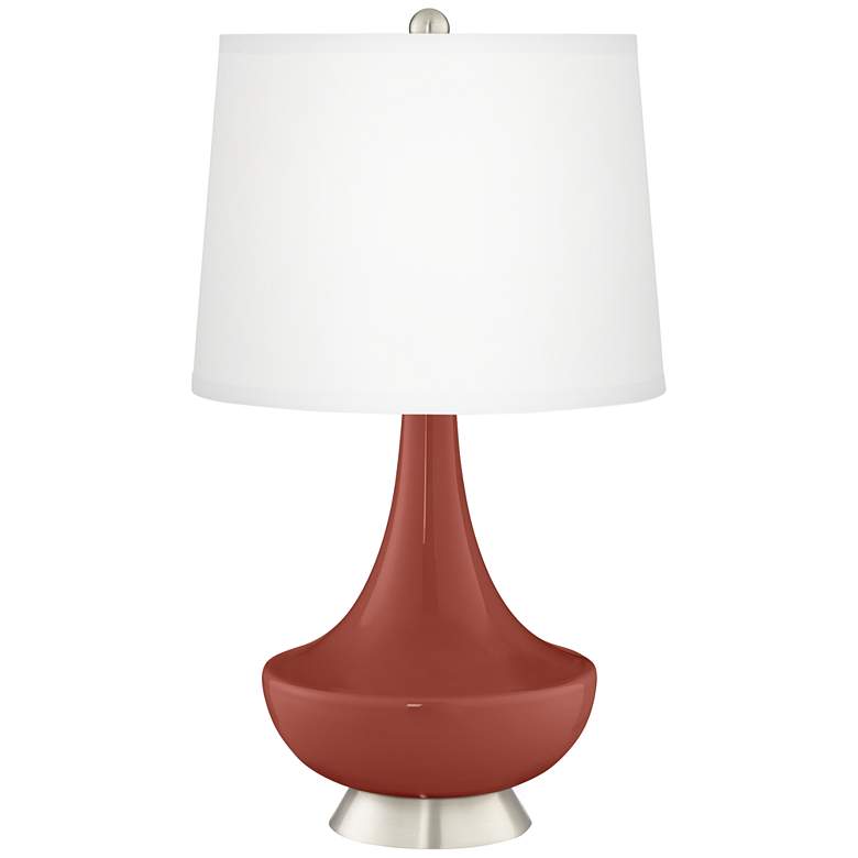 Image 2 Color Plus Gillan 28" Modern Glass Madeira Red Table Lamp