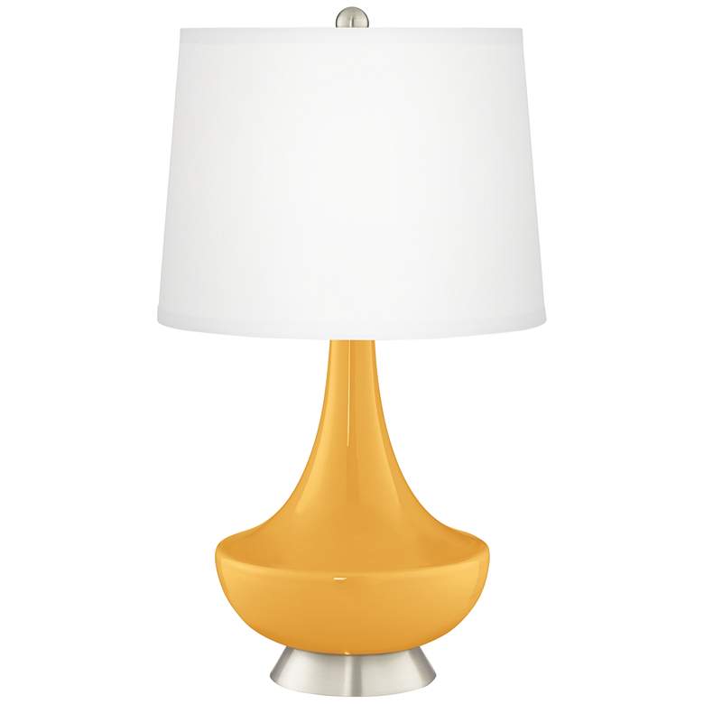 Image 2 Color Plus Gillan 28 inch Modern Glass Marigold Yellow Table Lamp