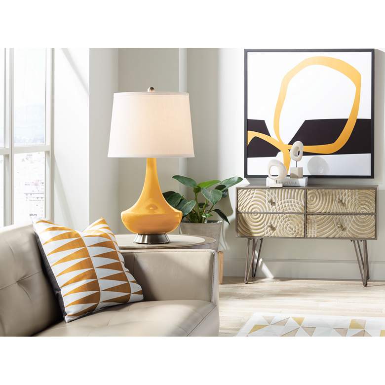 Image 3 Color Plus Gillan 28 inch Modern Glass Marigold Yellow Table Lamp more views