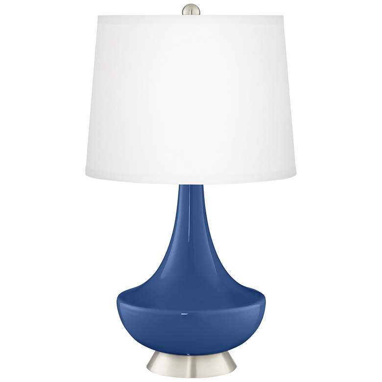 Image 2 Color Plus Gillan 28 inch Modern Glass Monaco Blue Table Lamp