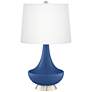 Color Plus Gillan 28" Modern Glass Monaco Blue Table Lamp