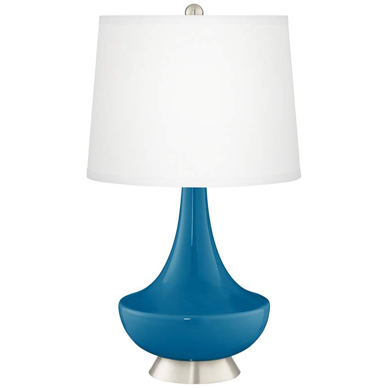 Image 2 Color Plus Gillan 28 inch Modern Glass Mykonos Blue Table Lamp