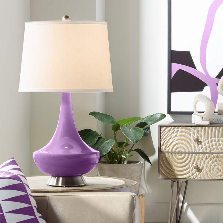 Image 1 Color Plus Gillan 28" Modern Glass Passionate Purple Table Lamp