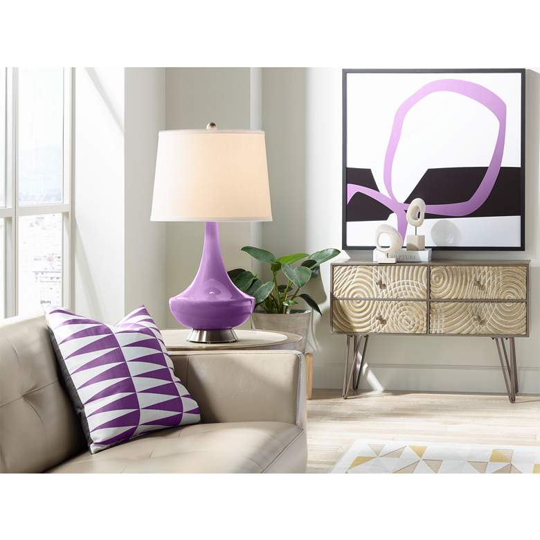 Image 3 Color Plus Gillan 28" Modern Glass Passionate Purple Table Lamp more views