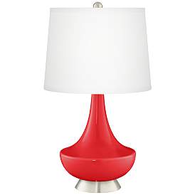 Image2 of Color Plus Gillan 28" Modern Glass Poppy Red Table Lamp