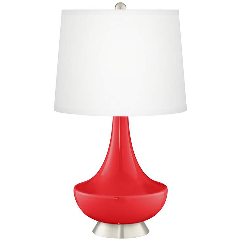 Image 2 Color Plus Gillan 28 inch Modern Glass Poppy Red Table Lamp