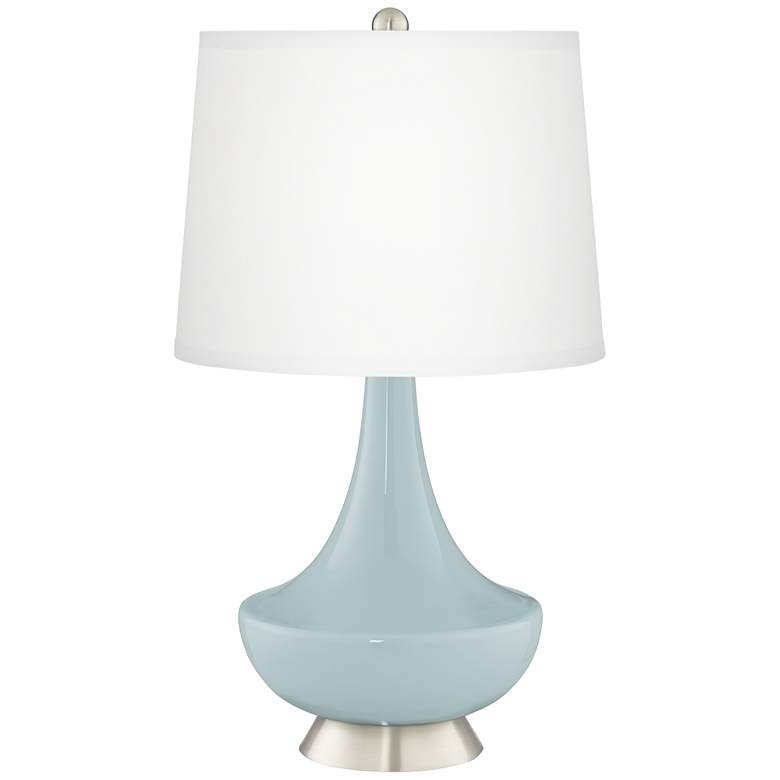 Image 2 Color Plus Gillan 28" Modern Glass Rain Blue Table Lamp