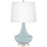 Color Plus Gillan 28" Modern Glass Rain Blue Table Lamp
