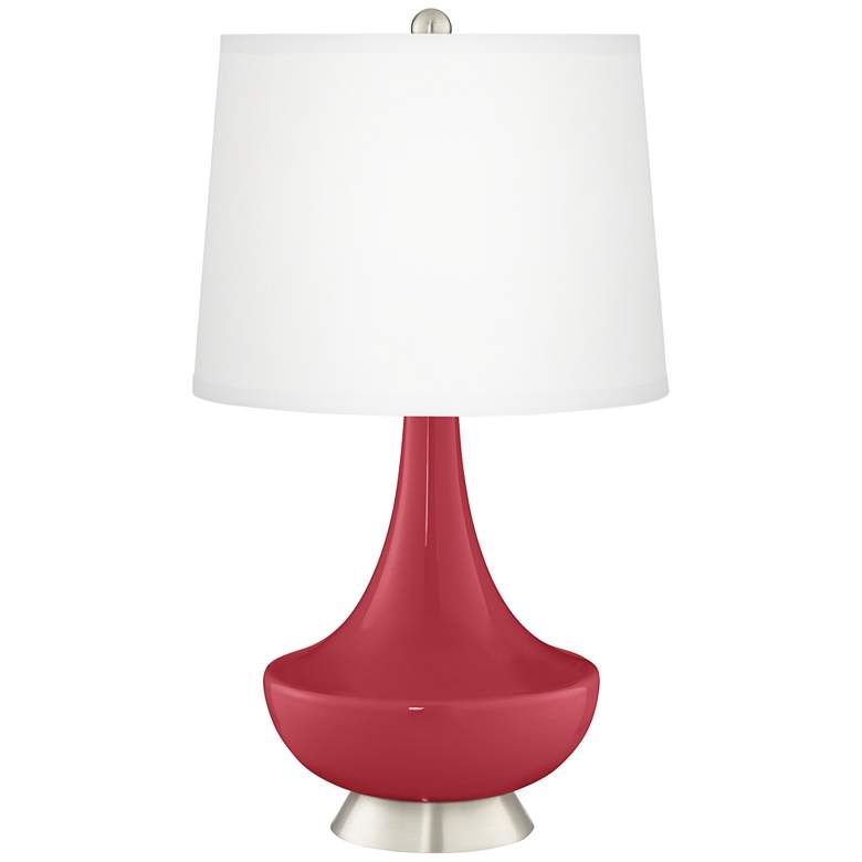 Image 2 Color Plus Gillan 28 inch Modern Glass Samba Red Table Lamp