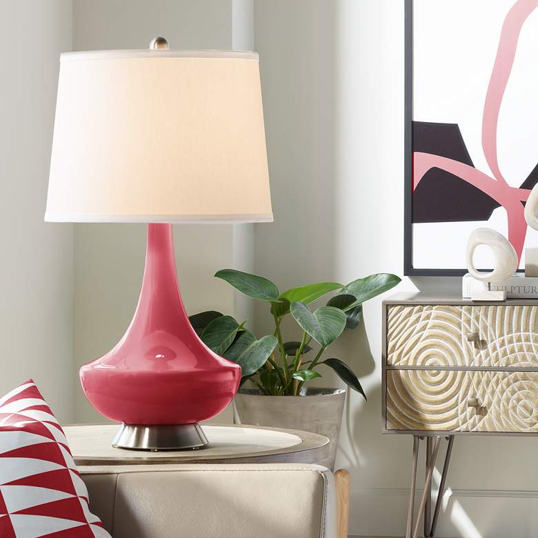 Image 1 Color Plus Gillan 28" Modern Glass Samba Red Table Lamp