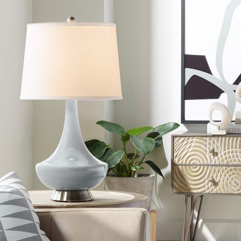 Image 1 Color Plus Gillan 28" Modern Glass Uncertain Gray Table Lamp