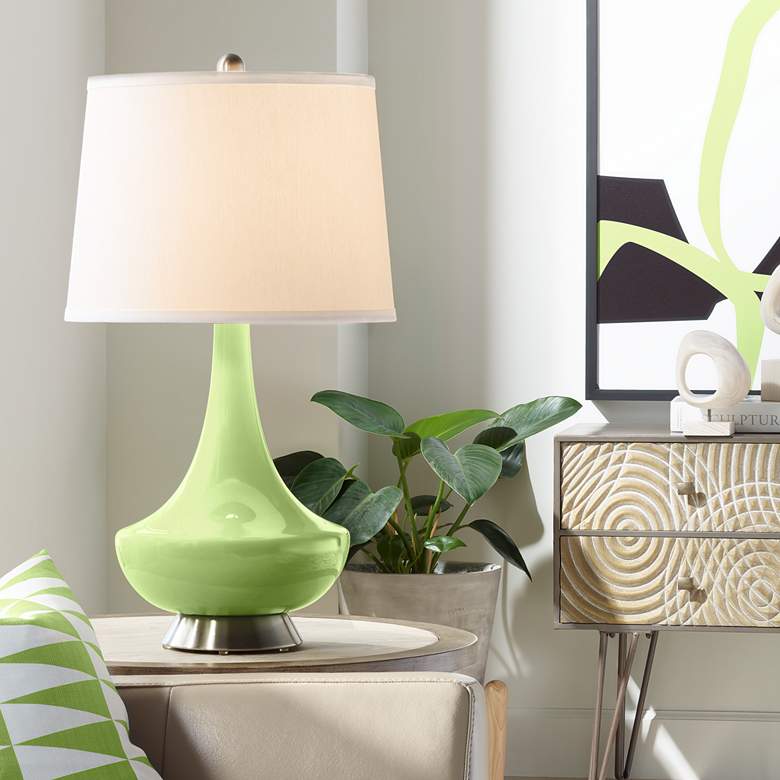 Image 1 Color Plus Gillan 28" Modern Lime Rickey Green Glass Table Lamp