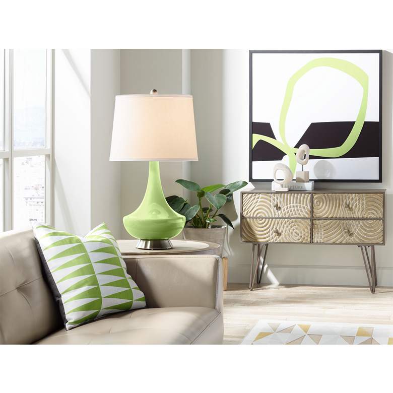 Image 3 Color Plus Gillan 28" Modern Lime Rickey Green Glass Table Lamp more views