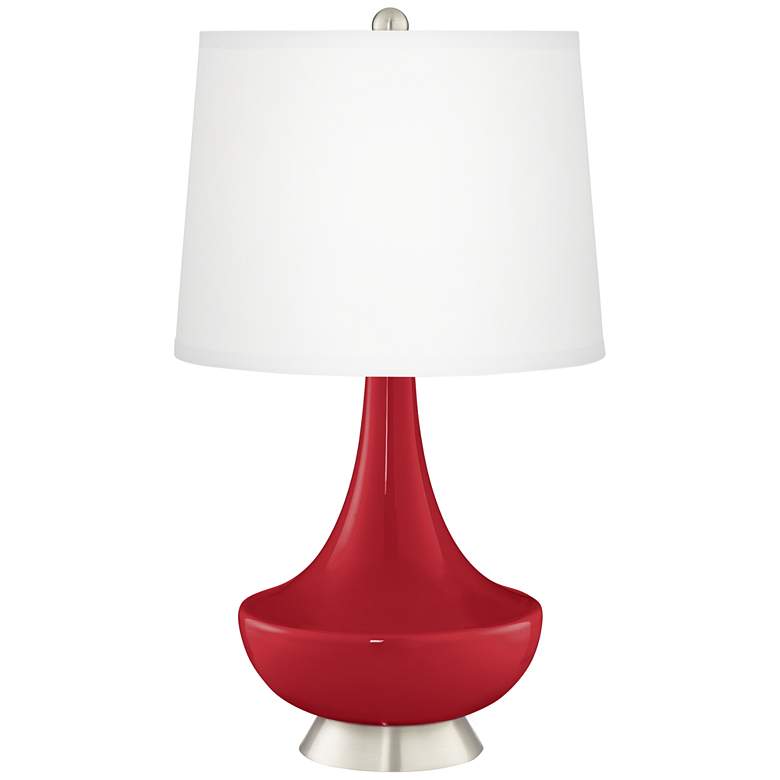 Image 2 Color Plus Gillan 28" Modern White Shade Ribbon Red Table Lamp