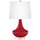 Color Plus Gillan 28" Modern White Shade Ribbon Red Table Lamp