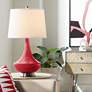 Color Plus Gillan 28" Modern White Shade Ribbon Red Table Lamp