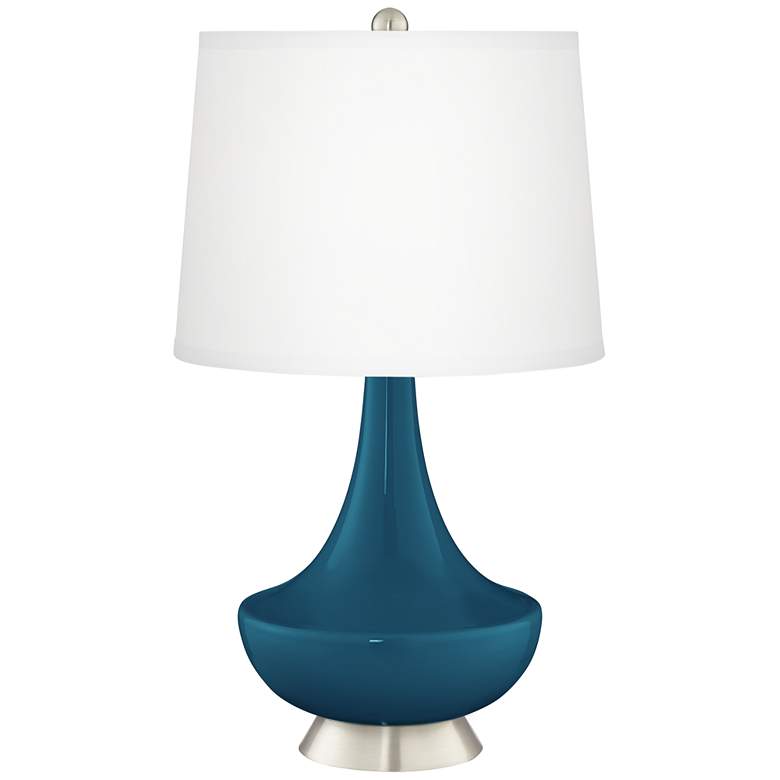Image 2 Color Plus Gillan 28" Oceanside Blue Table Lamp with USB Dimmer